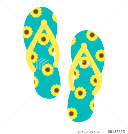 向日葵印花沙灘涼鞋的插圖 66187355