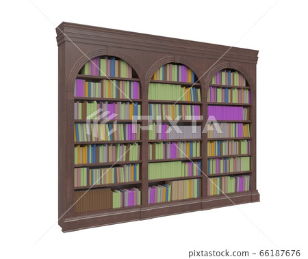Bookcase bookshelves isolated on white 3d illustration Bookcase bookshelves isolated on white 3d illustration 66187676