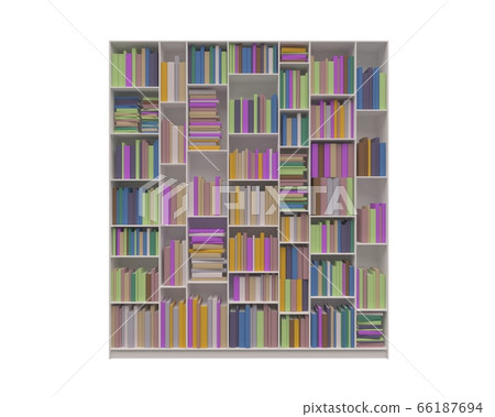 Bookcase bookshelves isolated on white 3d illustration Bookcase bookshelves isolated on white 3d illustration 66187694