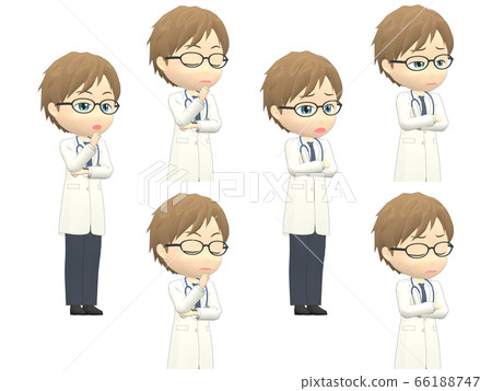 [擔心的]白人男性醫生中對角線 66188747