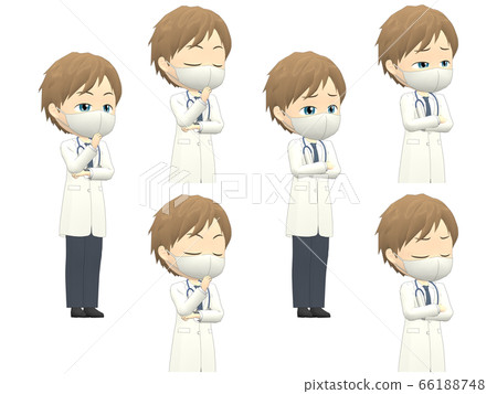 [擔心的]白人男性醫生中對角線 66188748