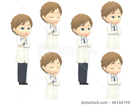 [擔心的]白人男性醫生中對角線 66188749