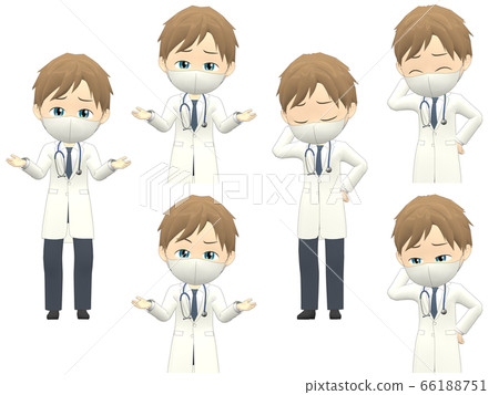 [Problem A] Caucasian Male Doctor Medium Front View 66188751