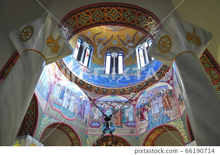 A fresco of a church enshrining Lydia in Philippi, East Macedonia, Greece 66190714