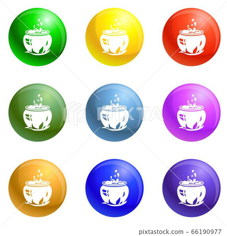 Magic cauldron icons set vector Magic cauldron icons set vector 66190977