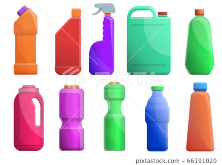 Cleaner toilet icons set, cartoon style Cleaner toilet icons set, cartoon style 66191020