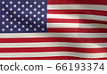 3D Rendering - Close Up flag of United States. Realistic waving fabric America national flag. 66193374