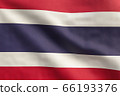 3D Rendering - Close Up flag of Thailand. Realistic waving fabric Kingdom of Thailand national flag. 66193376