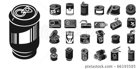 Tin can icons set, simple style Tin can icons set, simple style 66193585