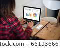 Close-up rear view of young business woman working 66193666
