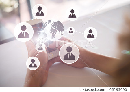 Futuristic smart phone and connection of world Futuristic smart phone and connection of world 66193690