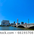 Bandai Bridge and Shinano River in the center of Niigata City in early summer 66193708