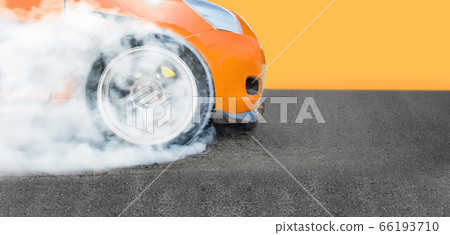 Race drift car burning tires on speed track Race drift car burning tires on speed track 66193710