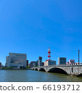 Bandai Bridge and Shinano River in the center of Niigata City in early summer 66193712