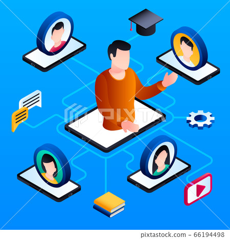 Online webinar concept background, isometric style 66194498