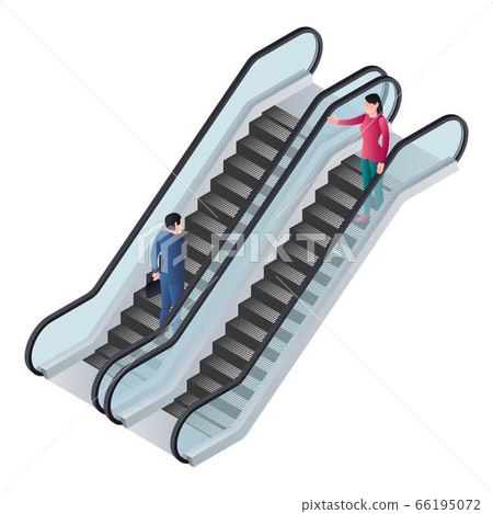 Double escalator icon, isometric style 66195072