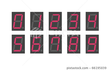 Numbers displayed in red 7-segment digital character material collection 66195839