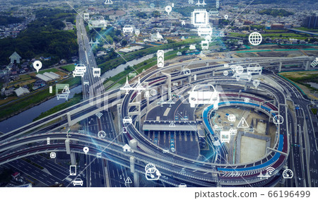 交通運輸和技術公路鳥瞰圖和網絡圖像ITS 交通運輸和技術公路鳥瞰圖和網絡圖像ITS 66196499