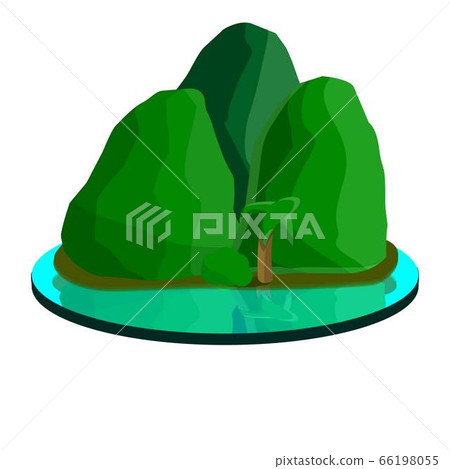 Tropical mountain island icon, cartoon style Tropical mountain island icon, cartoon style 66198055