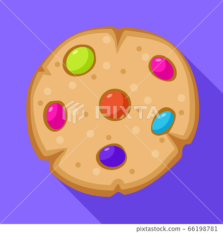 Candy bean on biscuit icon, flat style Candy bean on biscuit icon, flat style 66198781