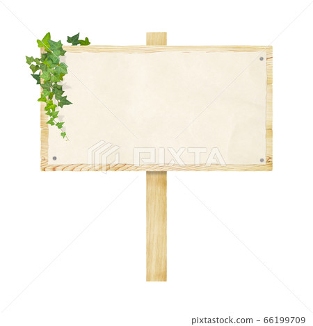 Wooden sign with ivy 66199709