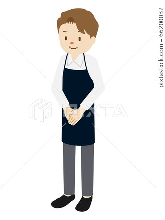 Illustration of a cafe clerk (male) serving customers Illustration of a cafe clerk (male) serving customers 66200032