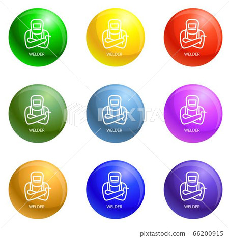 Welder ready for work icons set vector 66200915