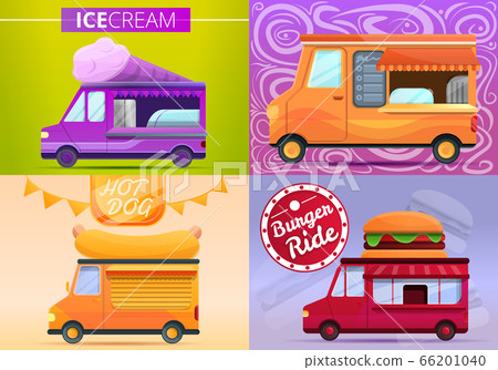 Food truck banner set, cartoon style 66201040