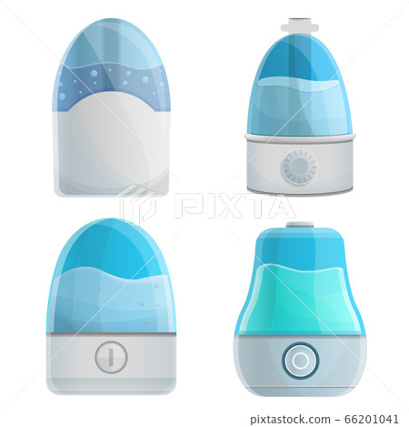 Humidifier icons set, cartoon style Humidifier icons set, cartoon style 66201041