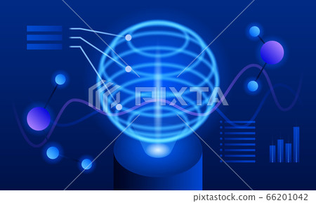 Global futuristic visualisation banner, isometric style Global futuristic visualisation banner, isometric style 66201042