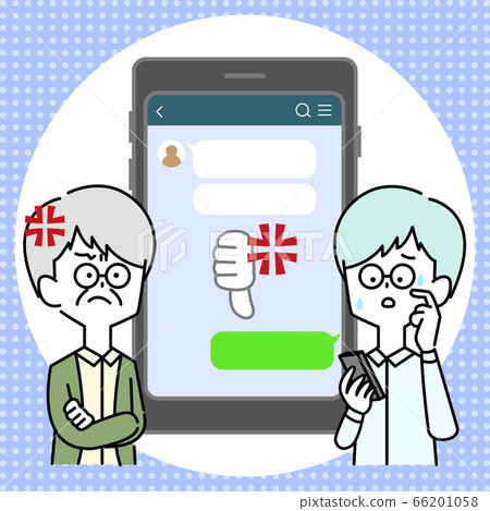 A man who is puzzled by being questioned by a smartphone A man who is puzzled by being questioned by a smartphone 66201058