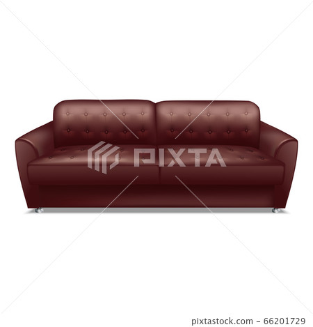 Leather brown sofa icon, realistic style 66201729