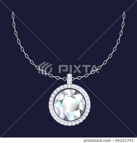 Diamond pendant necklace icon, realistic style 66201741