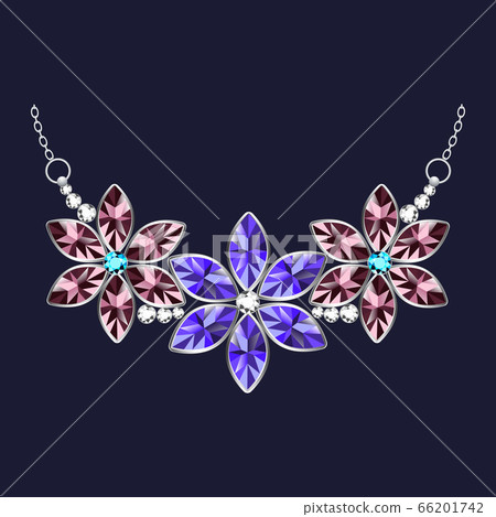 Flower jewelry necklace icon, realistic style 66201742
