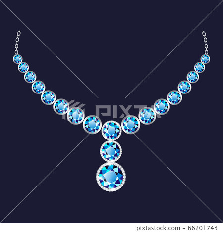 Blue bright necklace icon, realistic style 66201743
