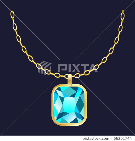 Gold gemstone necklace icon, realistic style Gold gemstone necklace icon, realistic style 66201744