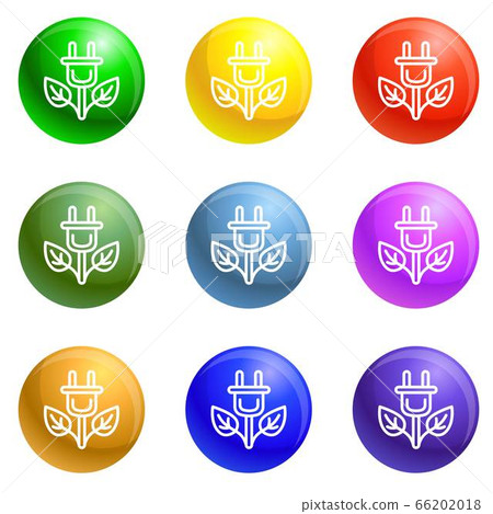 Eco plant plug icons set vector - Stock Illustration [66202018] - PIXTA