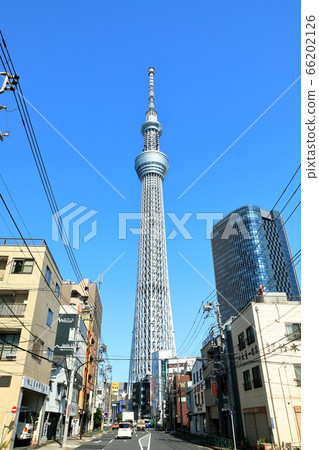 Sky tree seen from Oshiage station in front of Asakusa-dori, Tokyo Sky tree seen from Oshiage station in front of Asakusa-dori, Tokyo 66202126