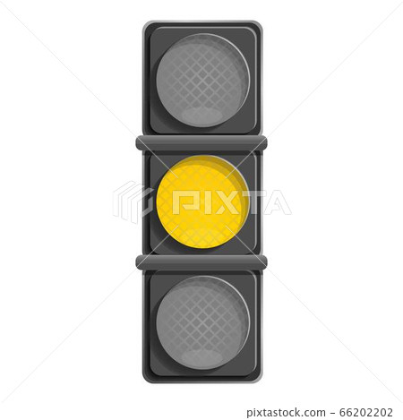 City yellow traffic light icon, cartoon style City yellow traffic light icon, cartoon style 66202202