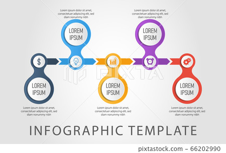 Colorful business infographic template with icon for presentation, workflow, process. 66202990