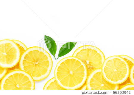 Fresh lemon slices isolated on white 66203941