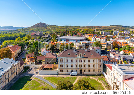 Aerial view of Litomerice from cathedral bell tower on sunny summer day, Czech Republic Aerial view of Litomerice from cathedral bell tower on sunny summer day, Czech Republic 66205306