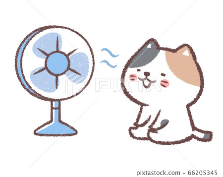 A calico cat that is a fan - Stock Illustration [66205345] - PIXTA