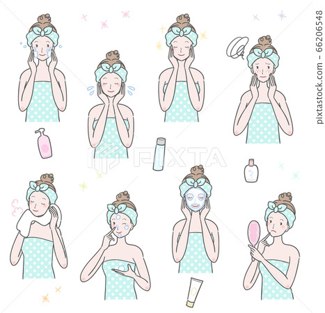 A variation set for women who do facial self-care 66206548
