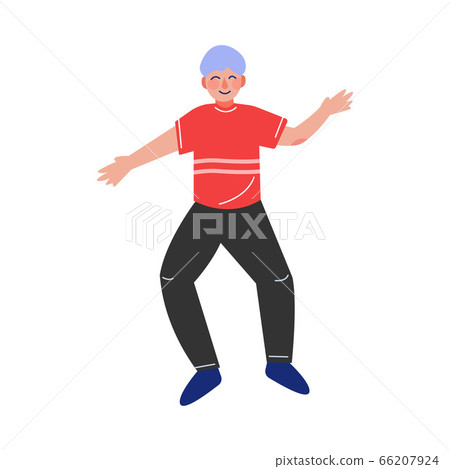 Smiling Teen Boy Happily Jumping, Excited Schoolboy Having Fun Vector Illustration Smiling Teen Boy Happily Jumping, Excited Schoolboy Having Fun Vector Illustration 66207924