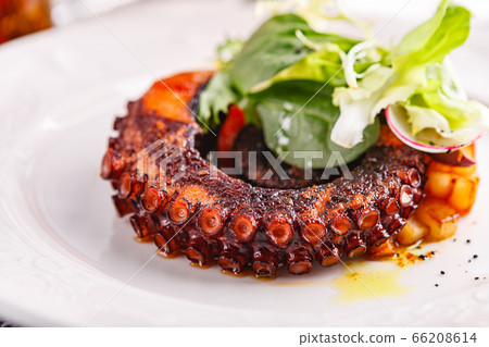 Close up of cooked octopus in a restaurant serving 66208614