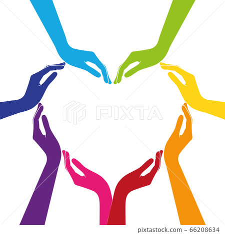 colorful human hands form a heart - Stock Illustration [66208634] - PIXTA