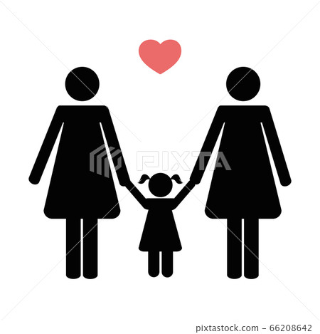 homosexual family with two mums and child pictogram 66208642