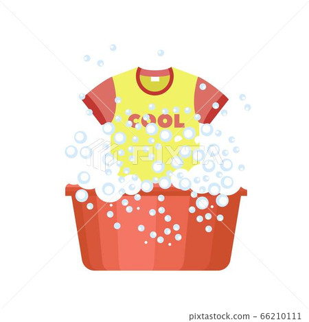 Tshirt wash plastic basin icon, flat style 66210111