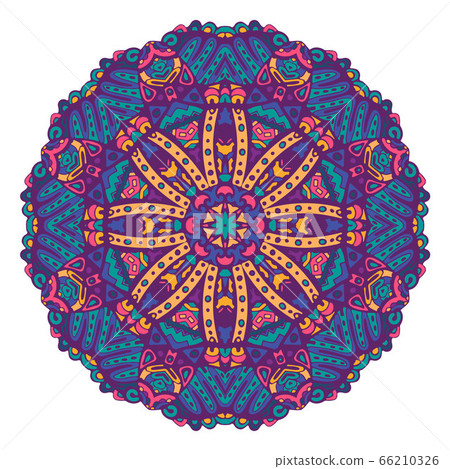 Abstract doodle vintage mandala star ornament blue 66210326
